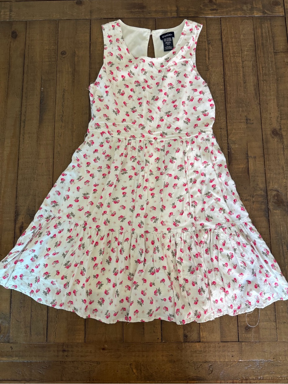 Zunie White Sundress with Pink Floral Print